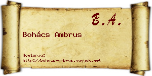 Bohács Ambrus névjegykártya